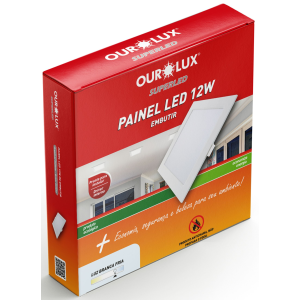 PAINEL EMBUTIR OUROLUX QUADRADA 12W